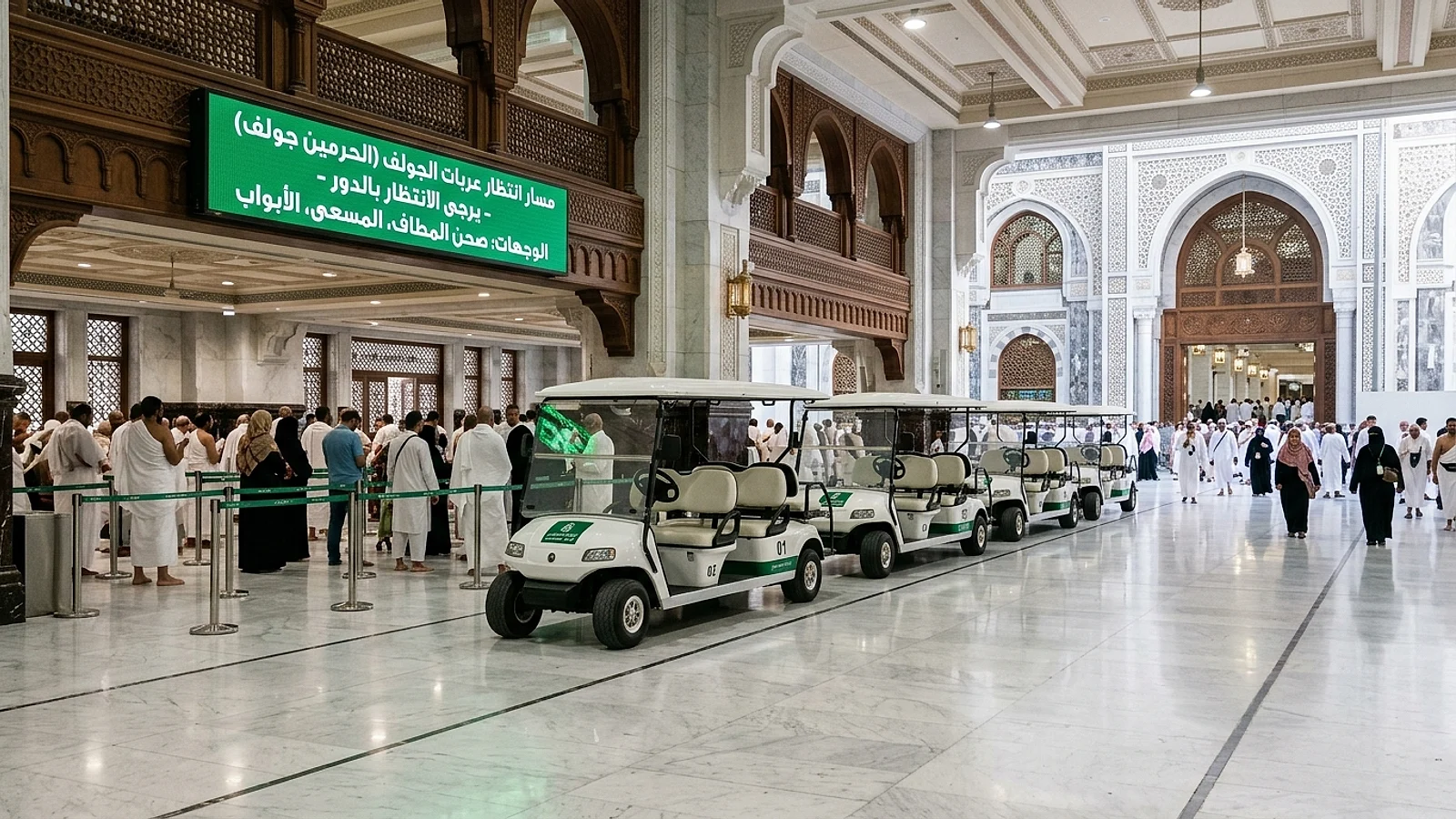 دليل الحرمين جولف: خطوات حجز عربات الطواف والسعي والمواقع والأسعار